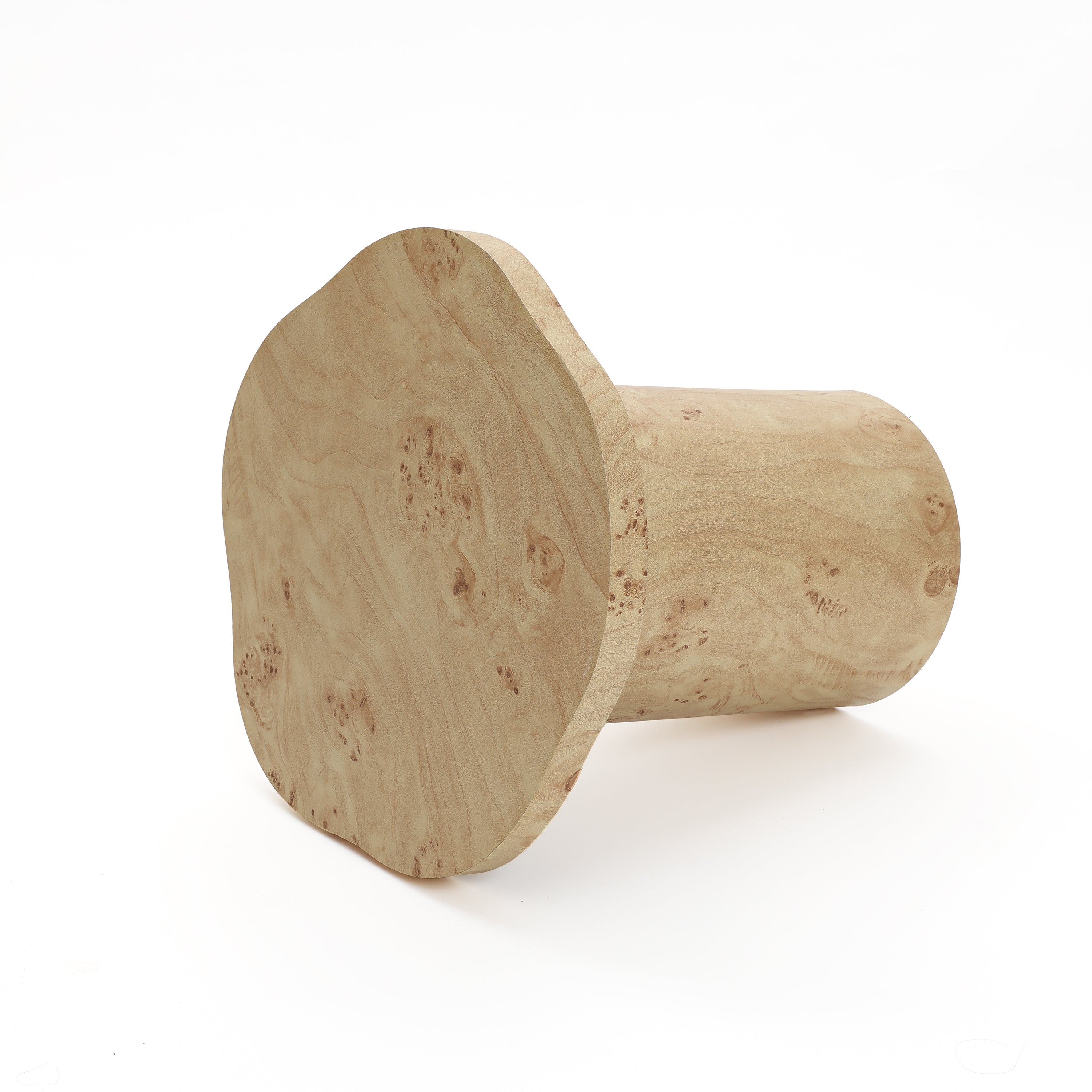 Beistelltisch in Maserholz-Optik mit zylindrischem Fuß