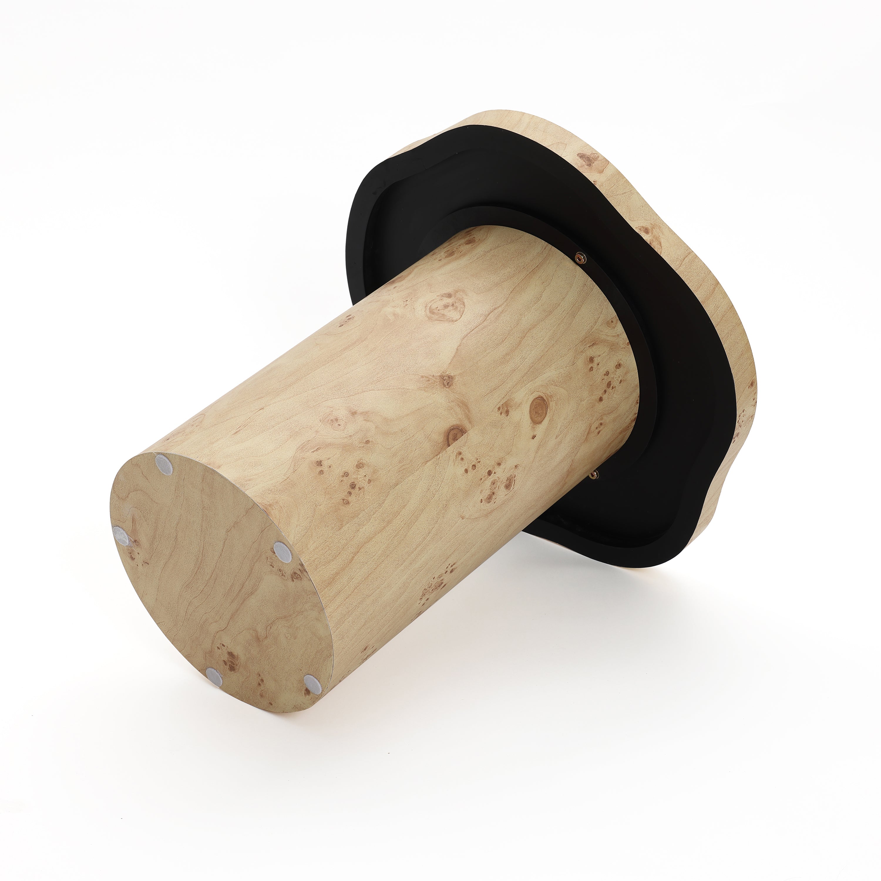 Beistelltisch in Maserholz-Optik mit zylindrischem Fuß