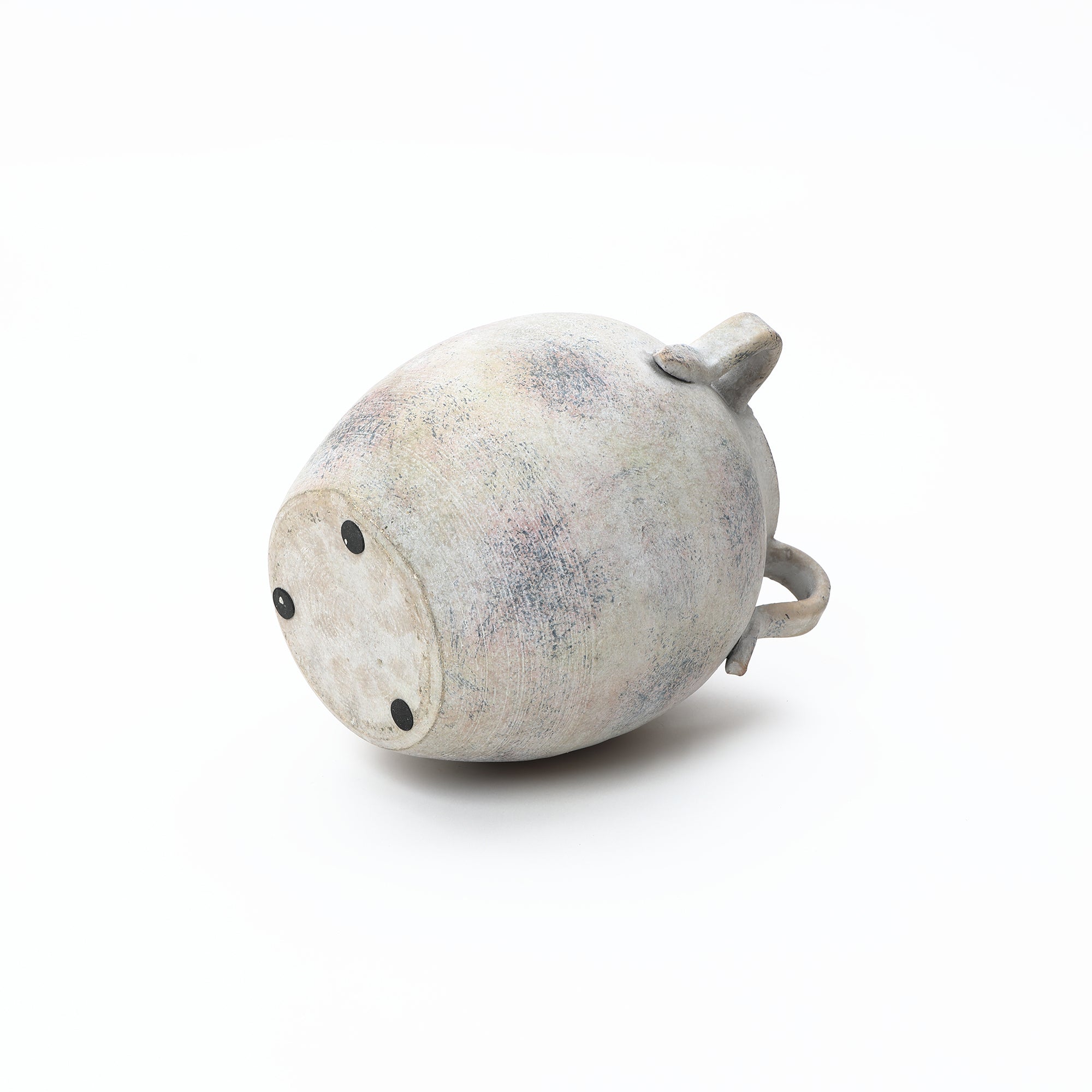 Grauweiße Terrakottavase im Vintage-Landhausstil – mit vier Henkeln