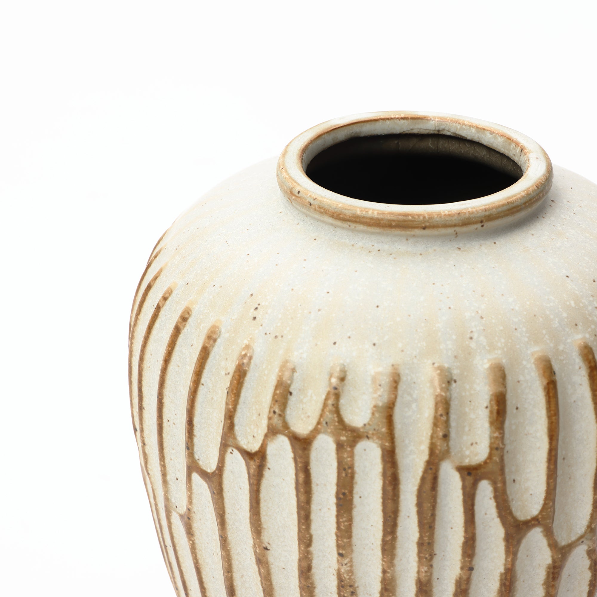 Handgefertigt Boho-Vintage Keramikvase, bauchige Form