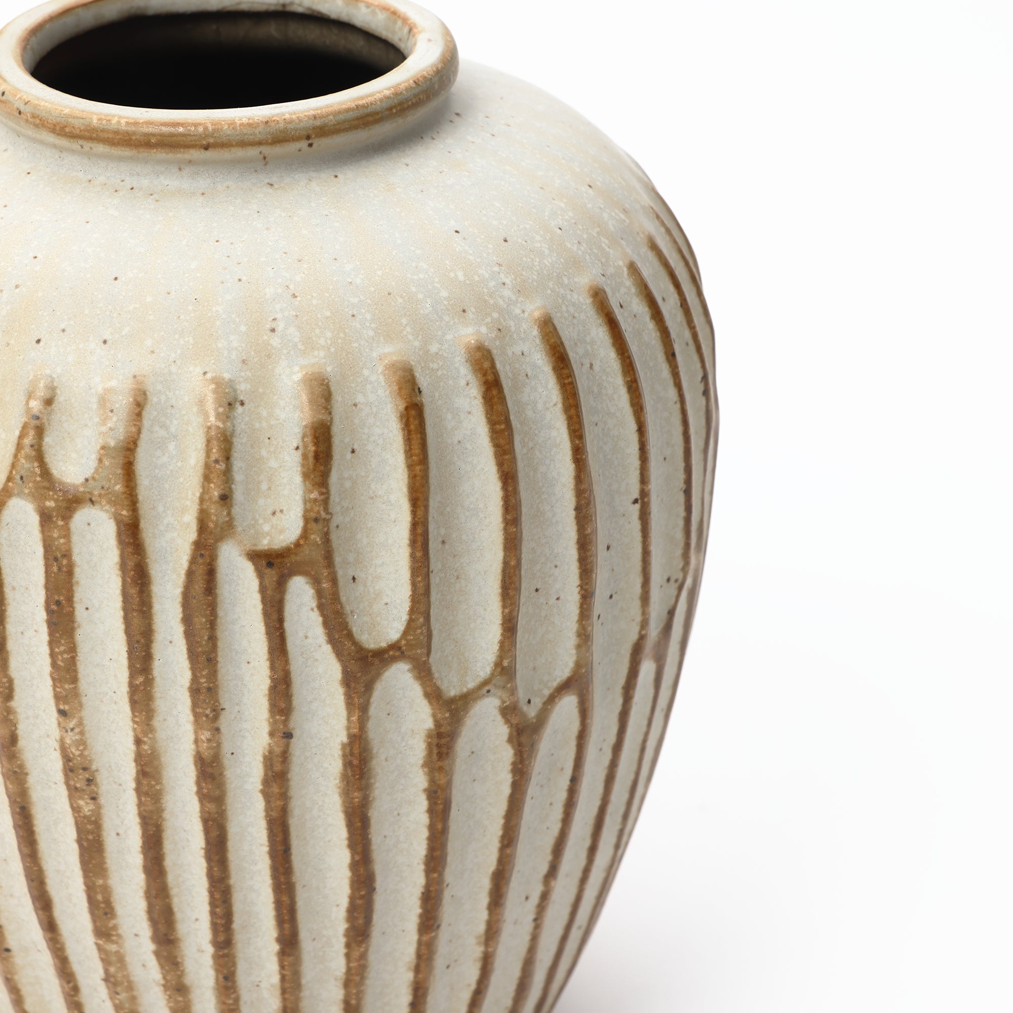 Handgefertigt Boho-Vintage Keramikvase, bauchige Form