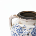 Handgefertigte Vintage Keramikvase – Blau-Weiß