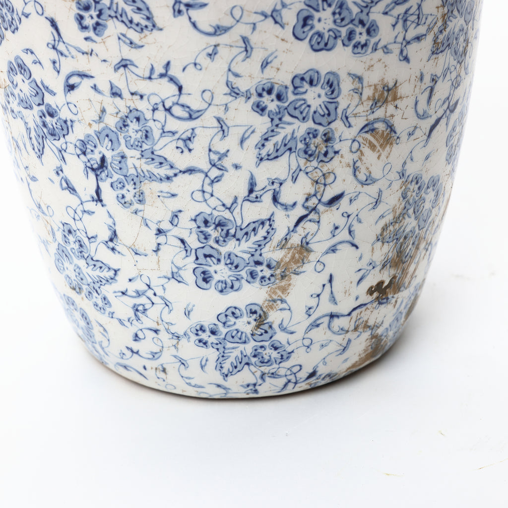 Handgefertigte Vintage Keramikvase – Blau-Weiß
