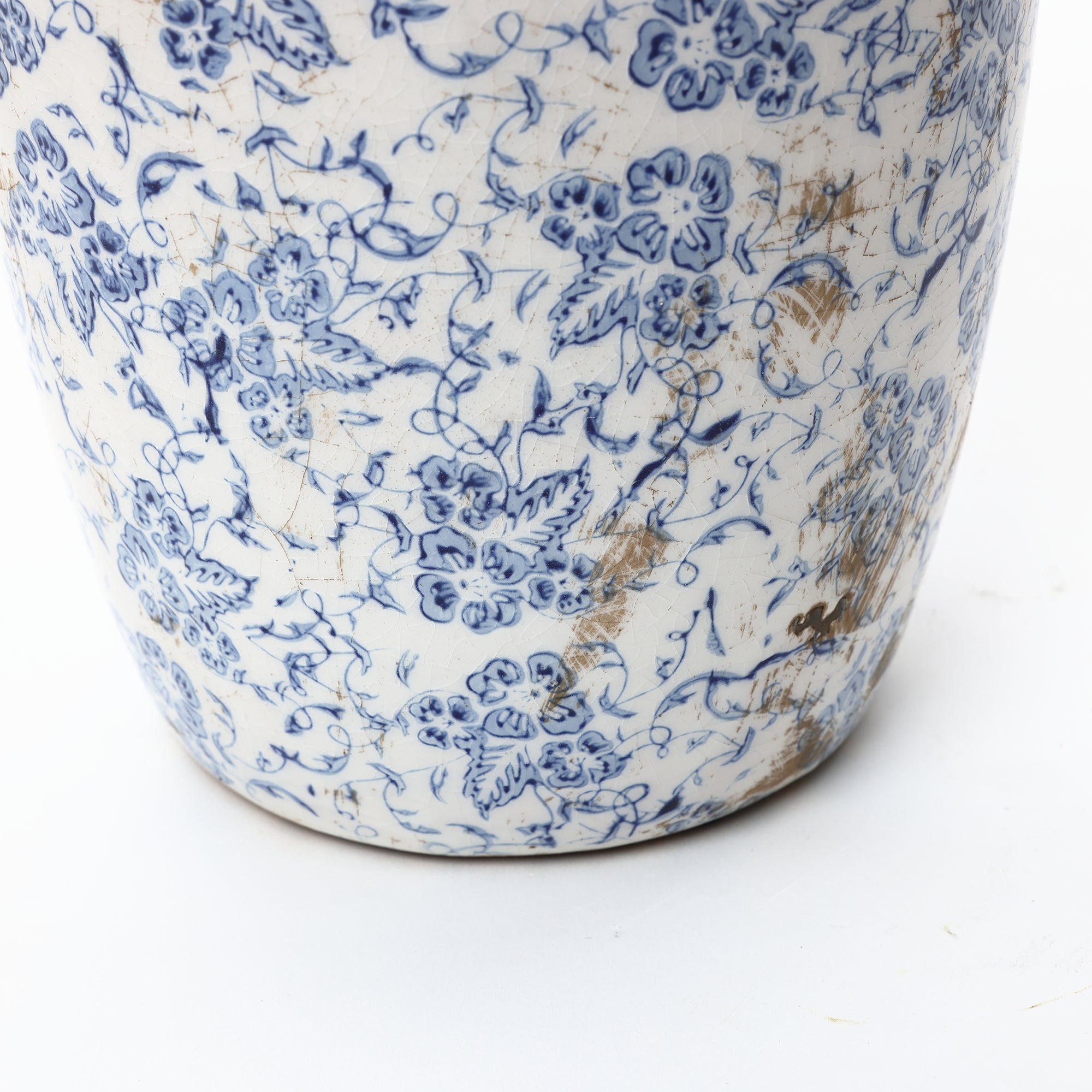 Handgefertigte Vintage Keramikvase – Blau-Weiß