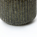 Keramikvase in Dunkelgrün im Boho-Vintage-Stil – 21,5 cm