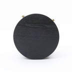 Runder Beistelltisch mit Stauraum, Schwarz Holzoptik und Gold Metallgestell