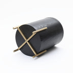 Runder Beistelltisch mit Stauraum, Schwarz Holzoptik und Gold Metallgestell