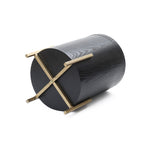 Runder Beistelltisch mit Stauraum, Schwarz Holzoptik und Gold Metallgestell