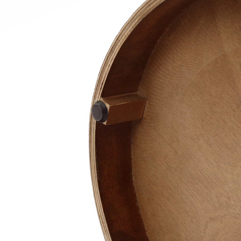 Runder Beistelltisch mit Stauraum MDF Holzstruktur und Stoffdetail