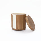 Runder Beistelltisch mit Stauraum MDF Holzstruktur und Stoffdetail