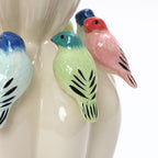 38,5 cm Keramikvase mit bunten Vogelmotiven