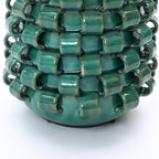 Keramikvase in Dunkelgrün mit Reliefstruktur – 31 cm