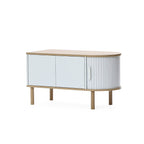 Couchtisch aus Holz in Grau-Weiß mit 2 Türen – skandinavisch/minimalistisch