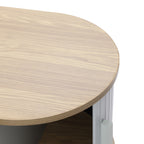 Couchtisch aus Holz in Grau-Weiß mit 2 Türen – skandinavisch/minimalistisch