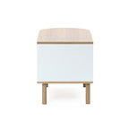 Couchtisch aus Holz in Grau-Weiß mit 2 Türen – skandinavisch/minimalistisch