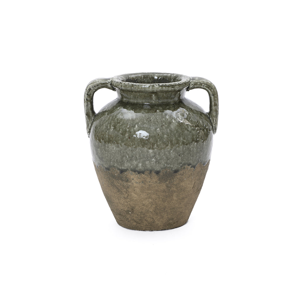 Vintage-Keramikvase mit Doppelhenkeln – 29 cm