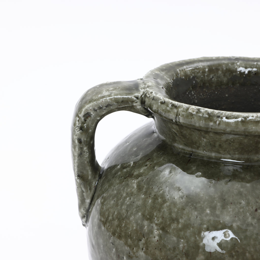 Vintage-Keramikvase mit Doppelhenkeln – 29 cm