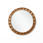 Runder Wandspiegel mit Holzrahmen