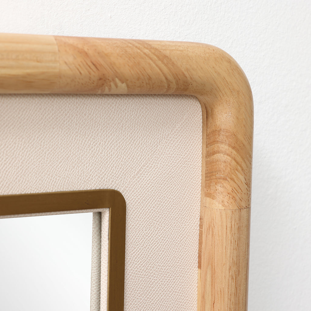 Rechteckiger Holz-Wandspiegel mit Doppelfassung – Moderner Deko-Spiegel