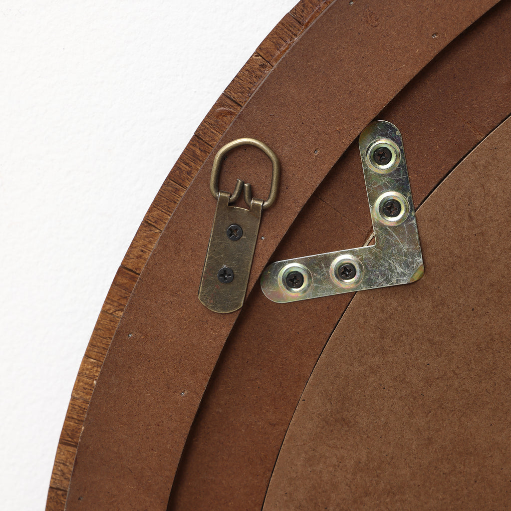 Runder Holz-Wandspiegel mit Strahlendesign – Rustikaler Deko-Spiegel