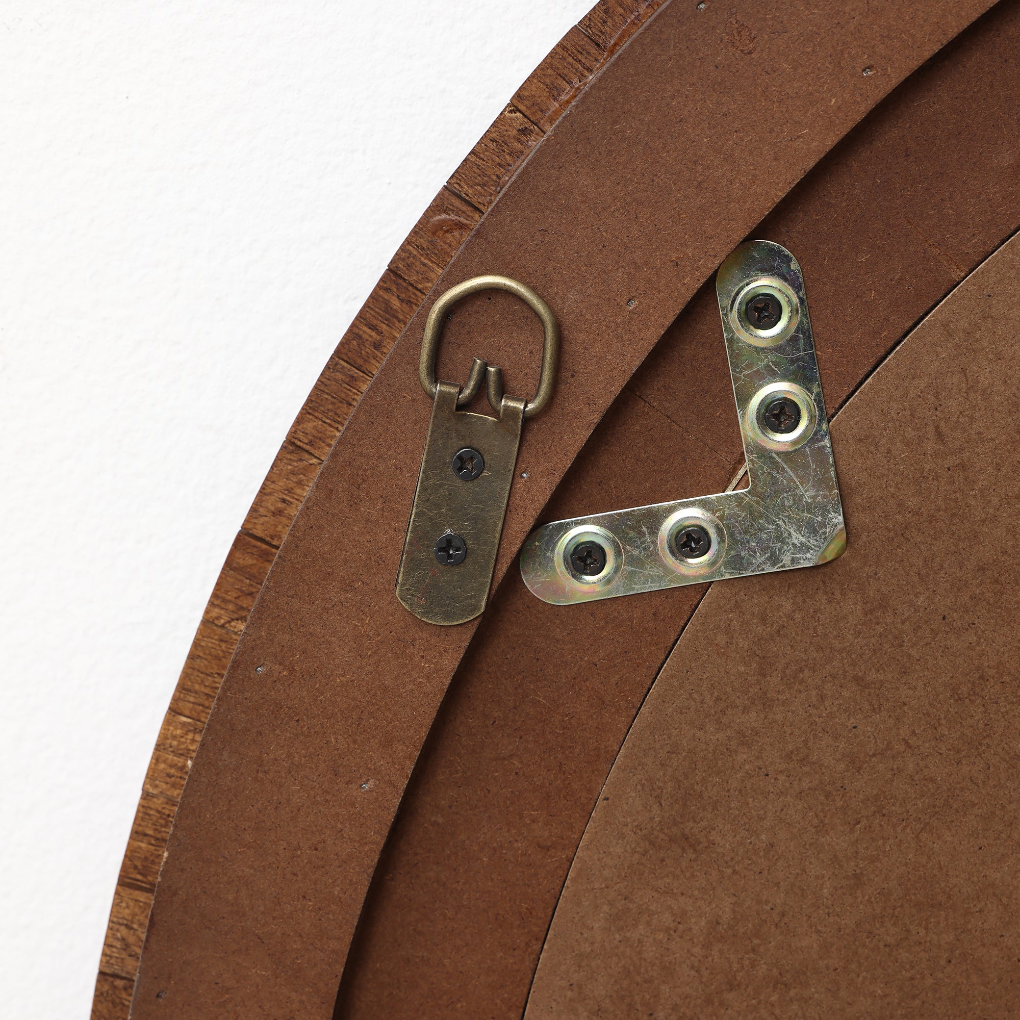 Runder Holz-Wandspiegel mit Strahlendesign – Rustikaler Deko-Spiegel