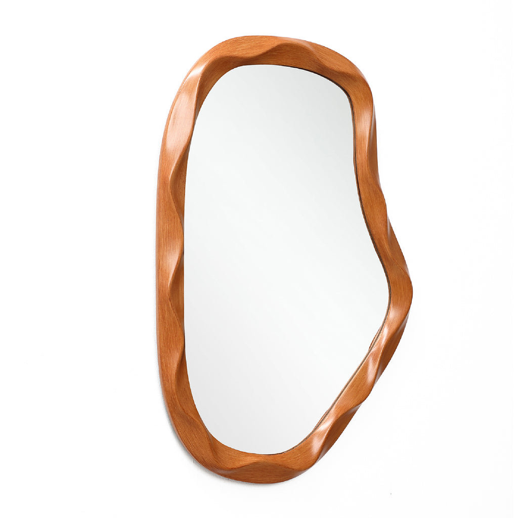 Holz-Wandspiegel mit Wellenrand – Naturlicher Deko-Spiegel für Wohnzimmer