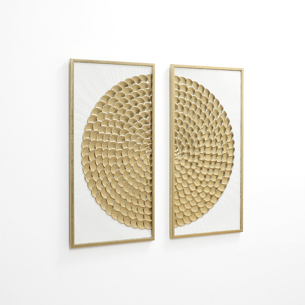 Goldene Wandkunst im 2er-Set – Elegante Metall Deko