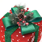 3er-Set LED-Geschenkboxen – Weihnachtsdeko in Rot, Grün & Blau mit Schneeflocken-Muster