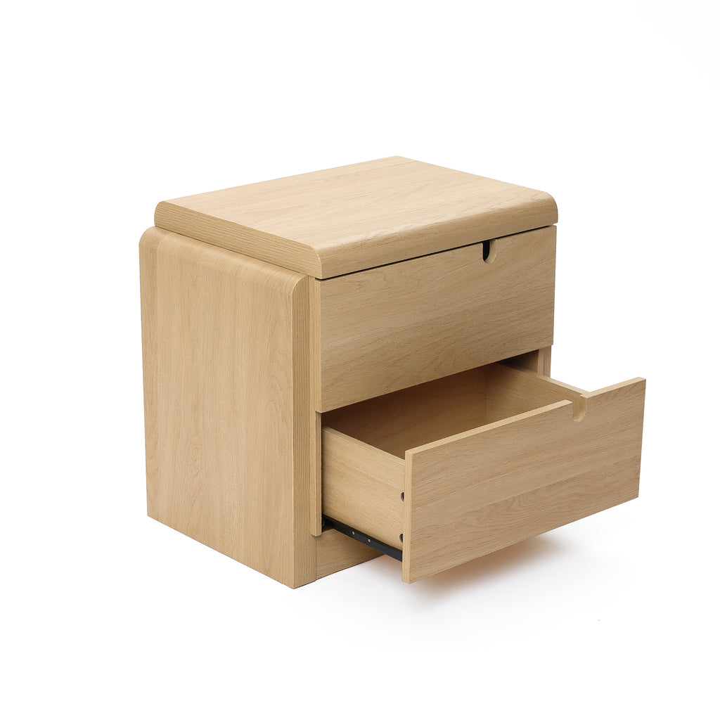 Moderner Nachttisch in Holzoptik mit 2 Schubladen