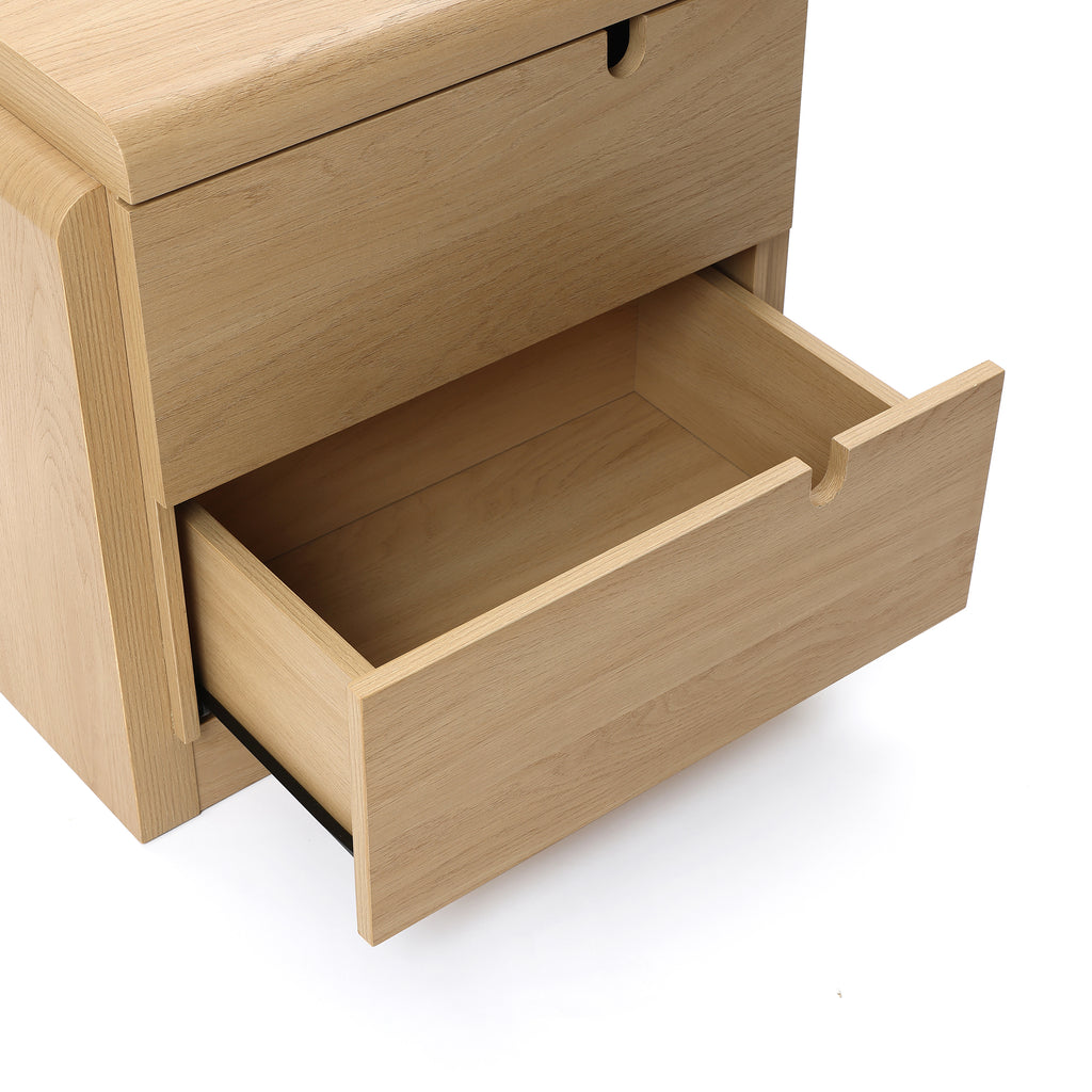 Moderner Nachttisch in Holzoptik mit 2 Schubladen