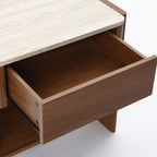 Nachttisch in Marmoroptik 55 cm – Beistelltisch mit Schublade und Ablagefach