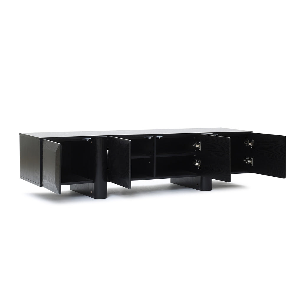TV Schrank Holz Schwarz 160 cm
