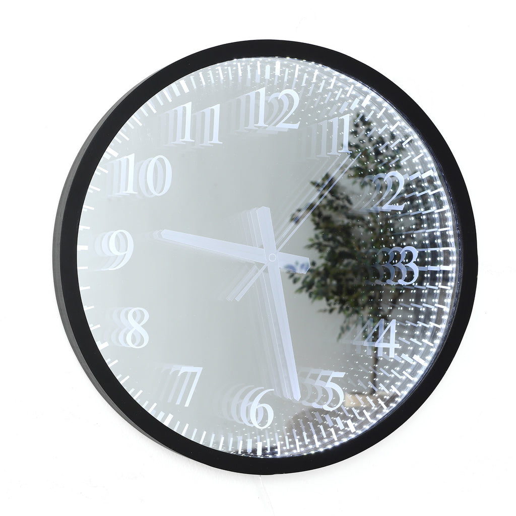 LED Wandspiegel & Uhr 2-in-1 – Lichtaktivierte Uhrenspiegel mit 3D-Effekt für Wohnraum