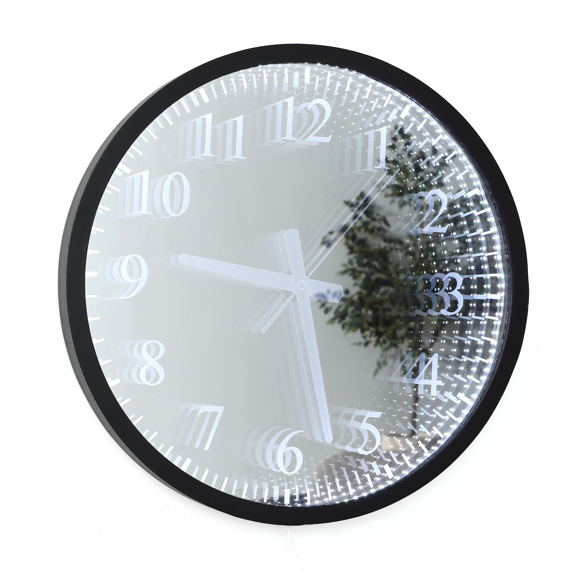 LED Wandspiegel & Uhr 2-in-1 – Lichtaktivierte Uhrenspiegel mit 3D-Effekt für Wohnraum