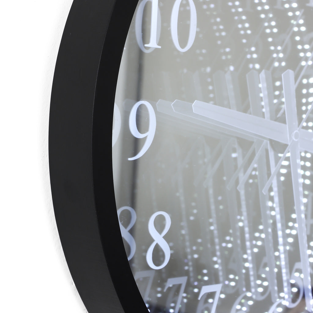 LED Wandspiegel & Uhr 2-in-1 – Lichtaktivierte Uhrenspiegel mit 3D-Effekt für Wohnraum