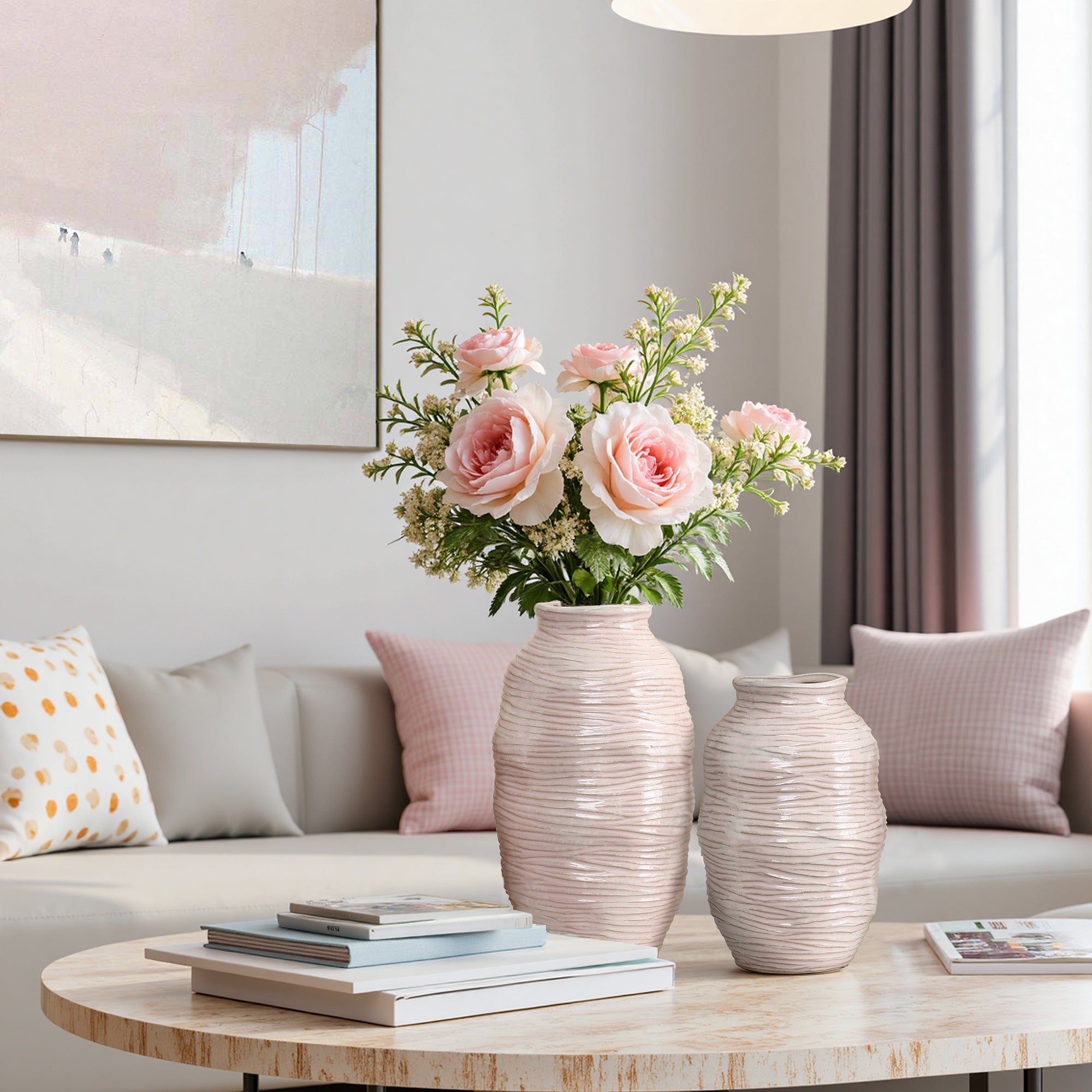 Handgemachte Keramikvase in Rosé – Modernes Design