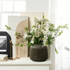 Keramikvase in Dunkelgrün im Boho-Vintage-Stil – 21,5 cm