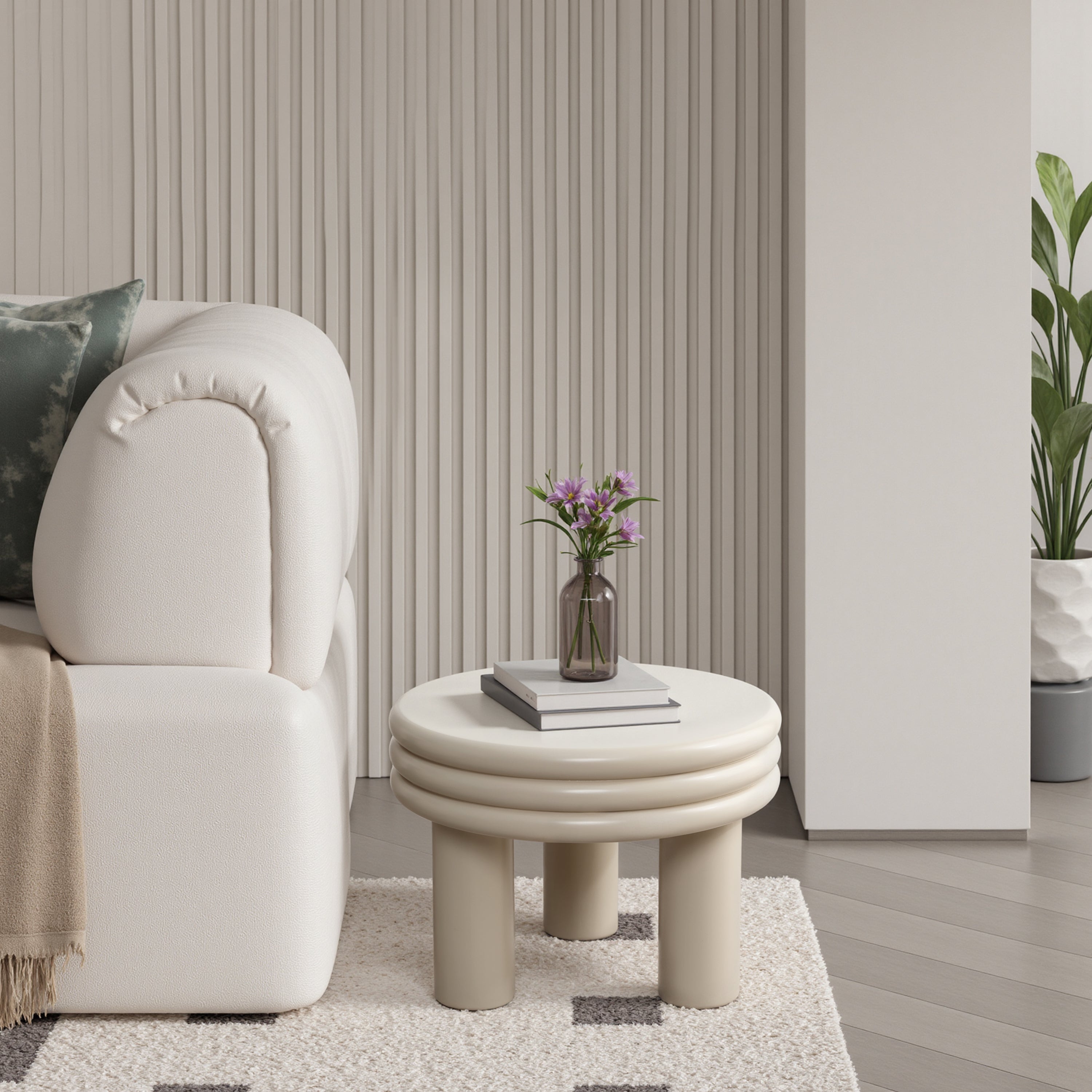 Moderner runder Beistelltisch in Weiß