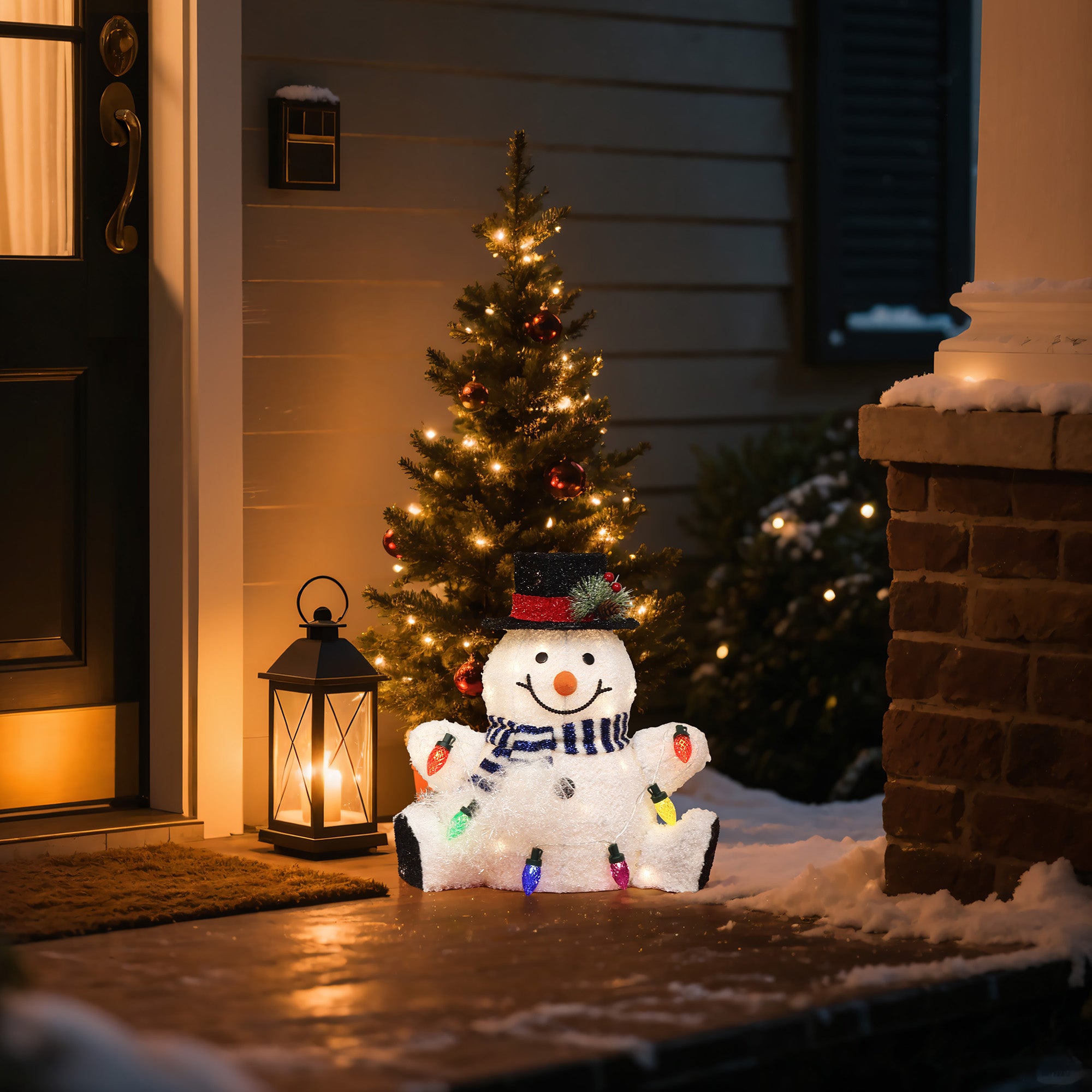 LED-Schneemann mit bunten Lichtern – Leuchtende Weihnachtsdeko für Innen und Außen
