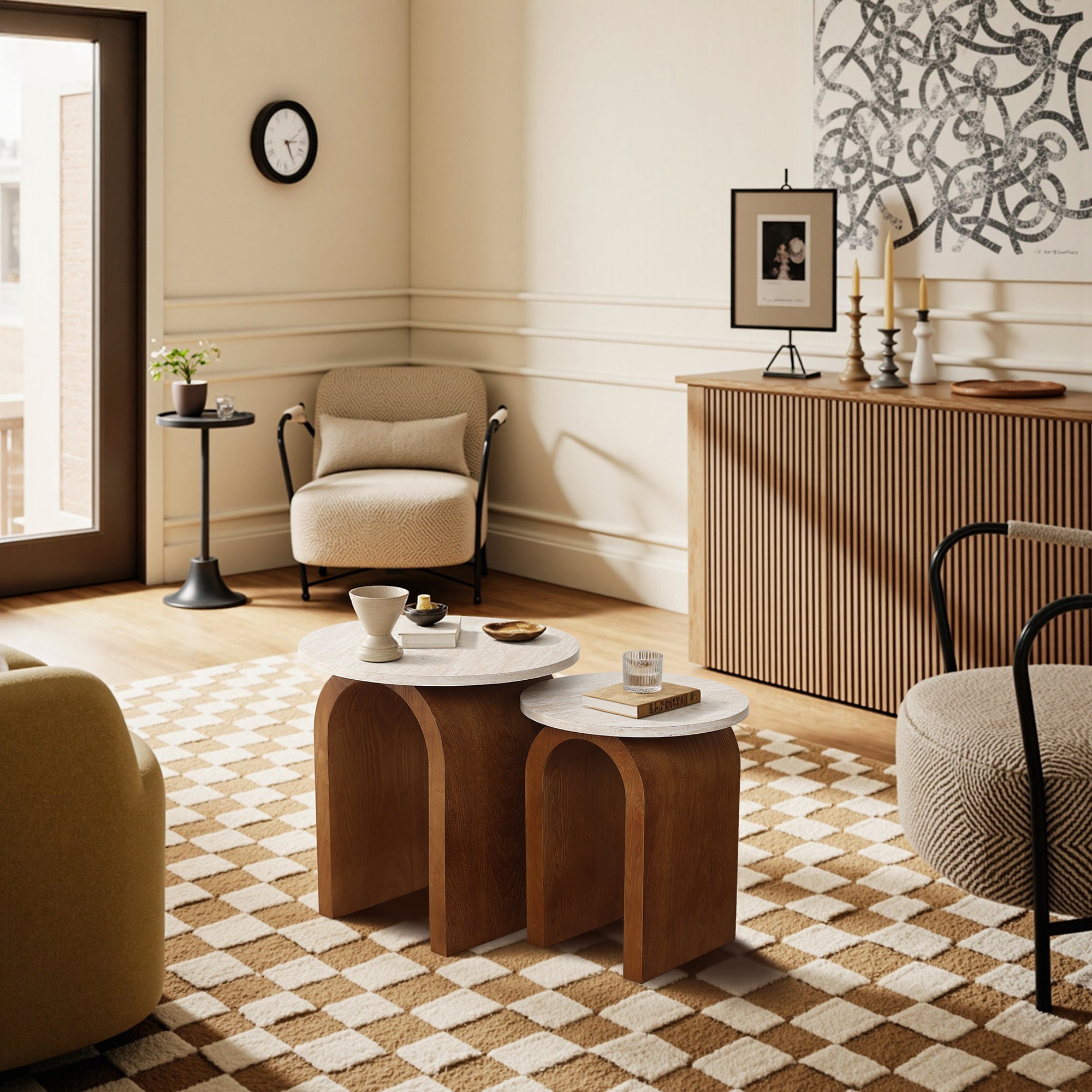 2er-Set Beistelltische mit Bogenfüßen