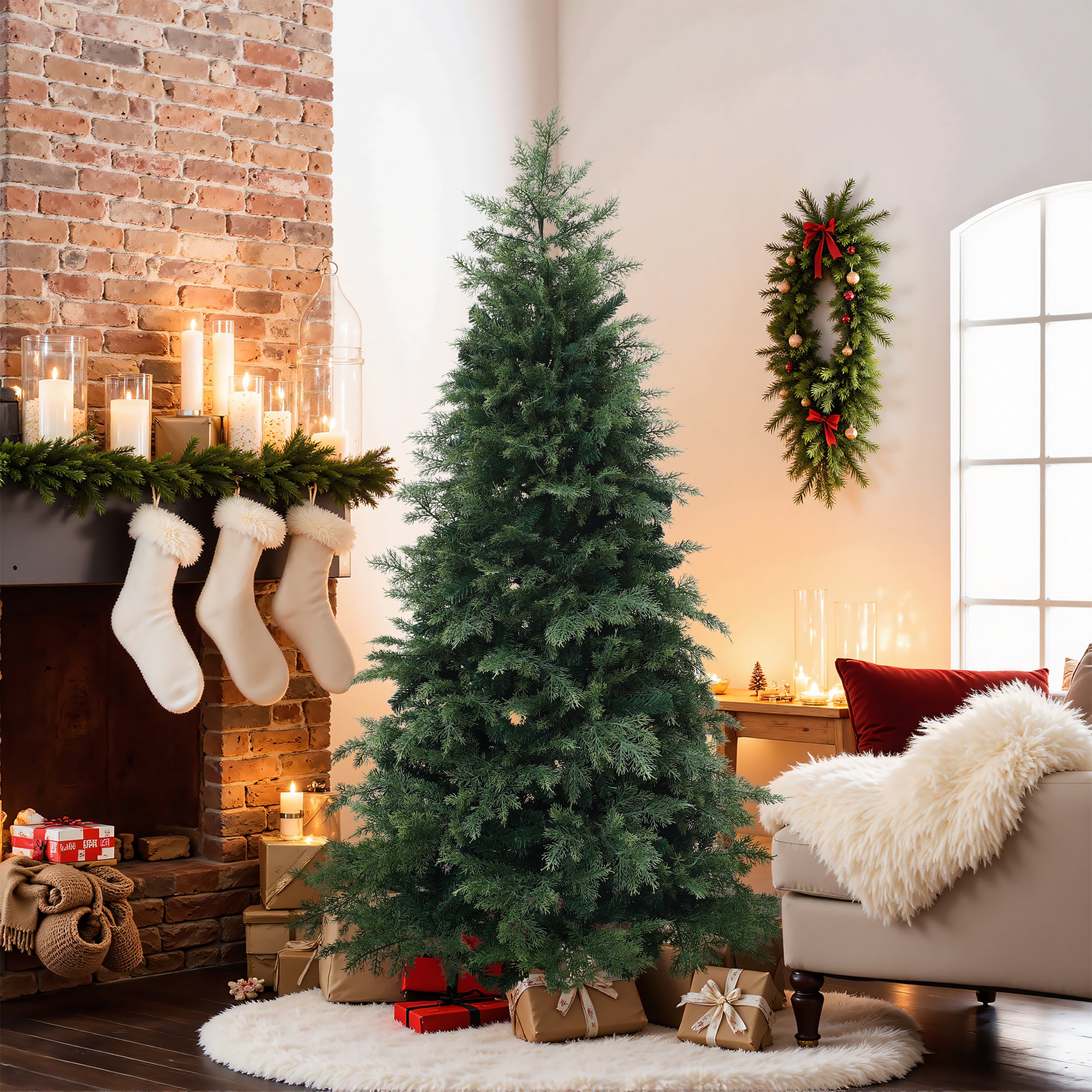 180 cm künstlicher Weihnachtsbaum – Extra dicht mit 3695 Zweige (PE+PVC), Ø 130 cm, inkl. stabilem Metallständer