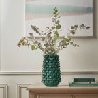 Keramikvase in Dunkelgrün mit Reliefstruktur – 31 cm