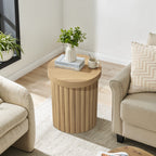 Moderner runder Beistelltisch mit Holzoptik