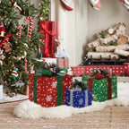 3er-Set LED-Geschenkboxen – Weihnachtsdeko in Rot, Grün & Blau mit Schneeflocken-Muster