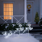 2 LED-Rentiere mit Schlitten – Weihnachtsdeko mit kaltweißen Lichtern für Innen- und Außen