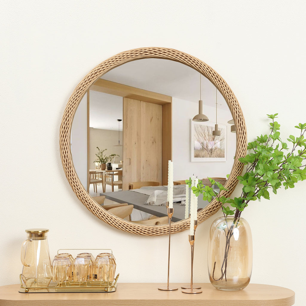 Bambus Wandspiegel rund 76 cm