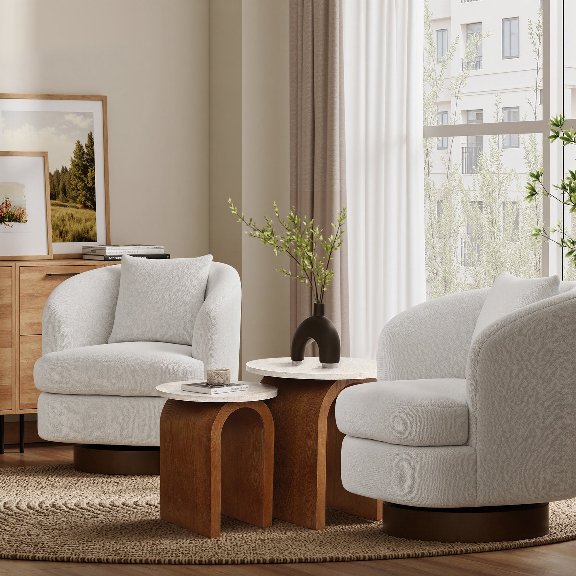 2er-Set Beistelltische mit Bogenfüßen