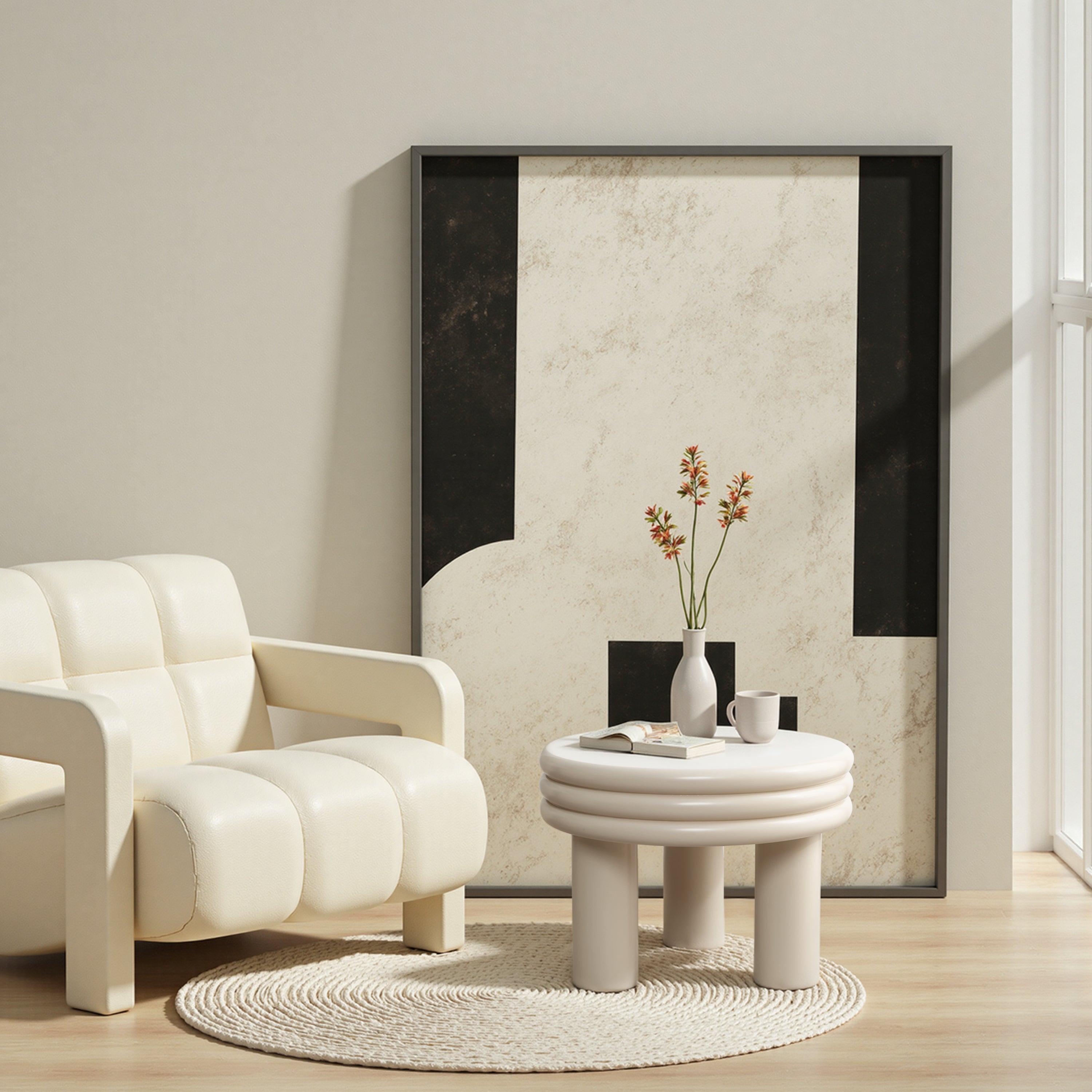 Moderner runder Beistelltisch in Weiß