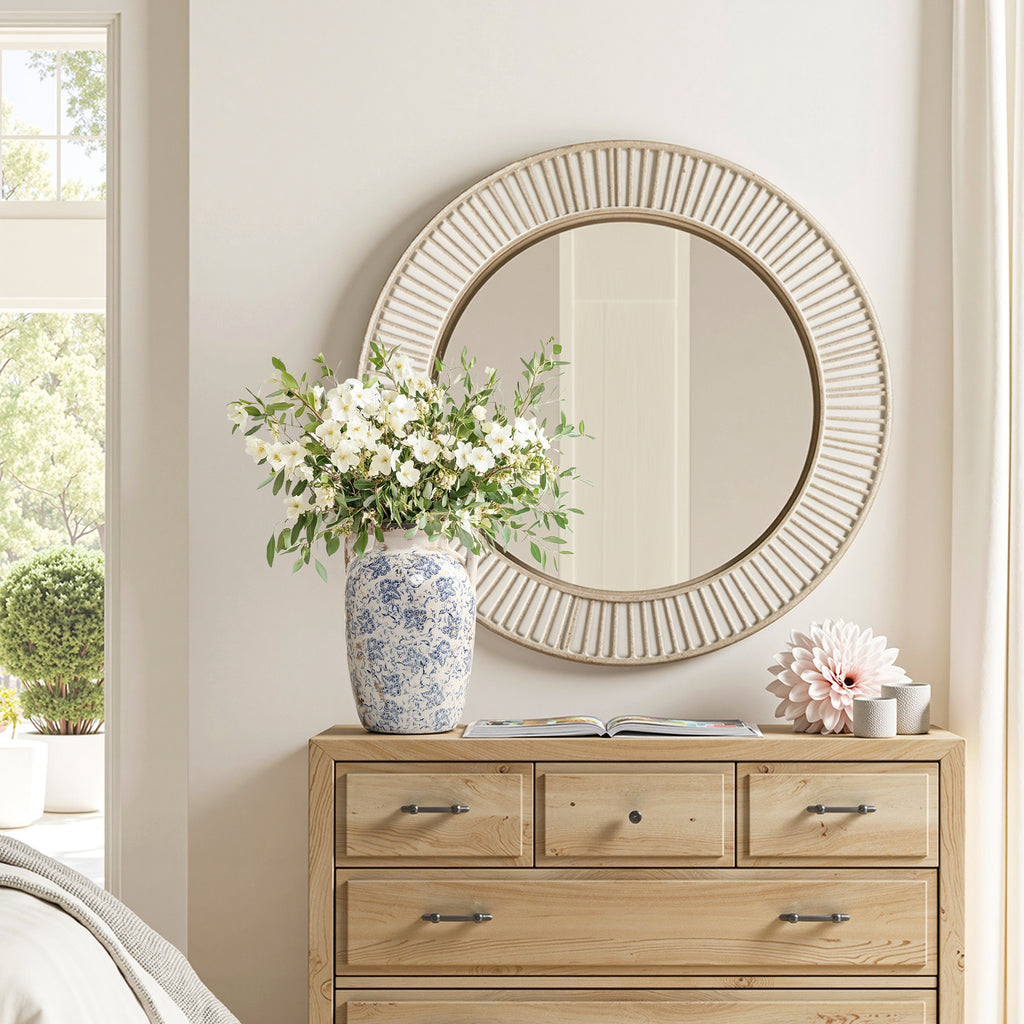 Handgefertigte Vintage Keramikvase – Blau-Weiß