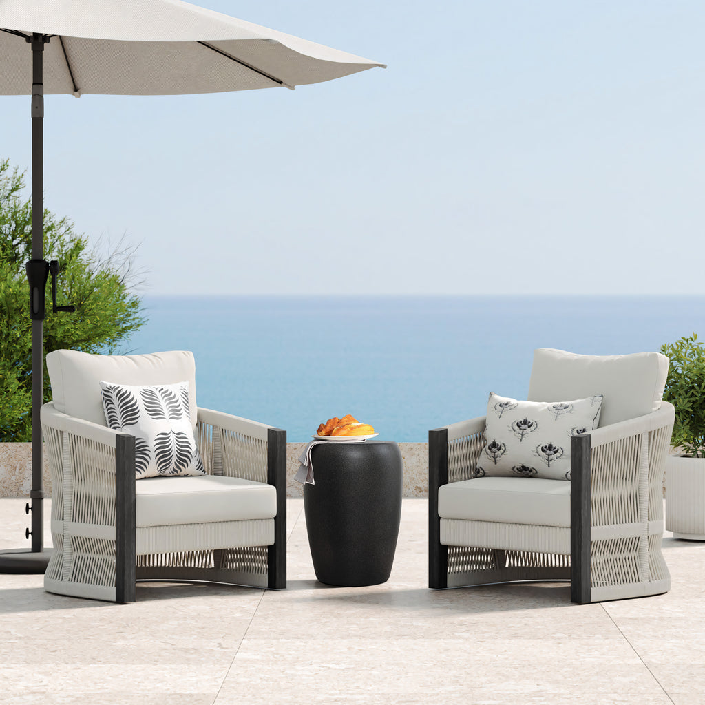 Runder Outdoor-Beistelltisch in mattem Schwarz